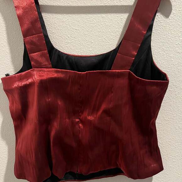 J. R. Nites Maroon Satin Tank Top Camisole - Picture 3 of 3